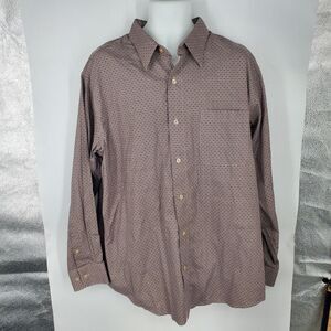 Covington Shirt Mens XL Brown Long Sleeve Button Front Cotton Geometric Print